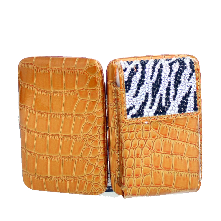 Gold Zebra Bling Framed Wallet Pouch With ID Card Slot Shoulder Chain